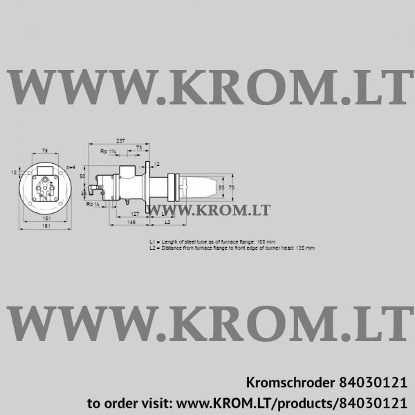 Kromschroder BIC 50RB-100/135-(39)D, 84030121 burner for gas, 84030121