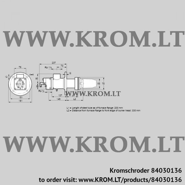 Kromschroder BIC 50HG-200/335-(38)D, 84030136 burner for gas, 84030136