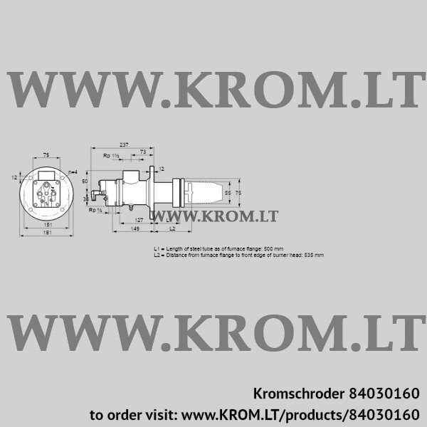 Kromschroder BIC 50HB-500/535-(37)D, 84030160 burner for gas, 84030160