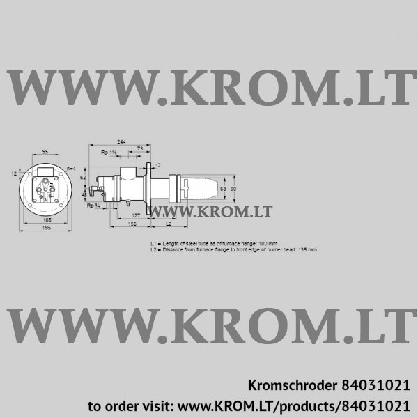 Kromschroder BIC 65RB-100/135-(37)E, 84031021 burner for gas, 84031021