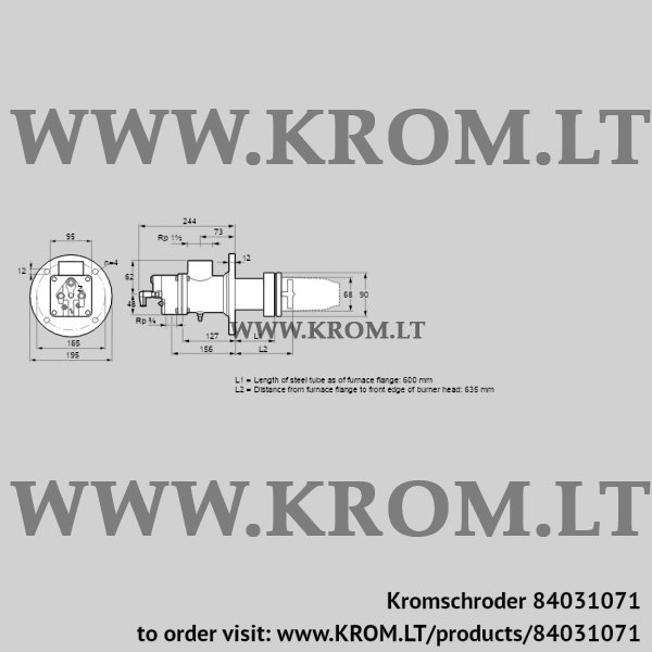 Kromschroder BIC 65RB-600/635-(37)E, 84031071 burner for gas, 84031071