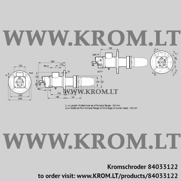 Kromschroder BIC 100HBL-100/135-(49)E, 84033122 burner for gas, 84033122