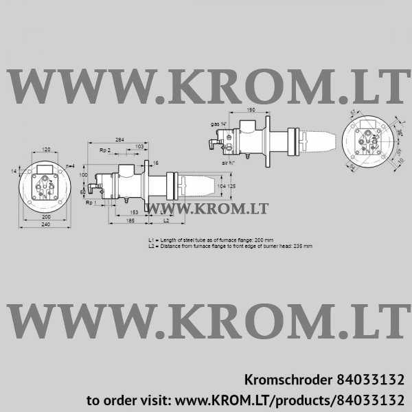 Kromschroder BIC 100HBL-200/235-(49)E, 84033132 burner for gas, 84033132