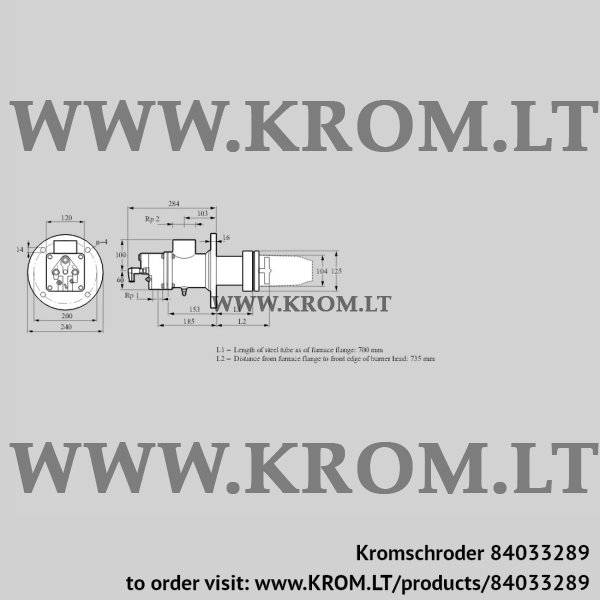 Kromschroder BIC 100RB-700/735-(109)E, 84033289 burner for gas, 84033289