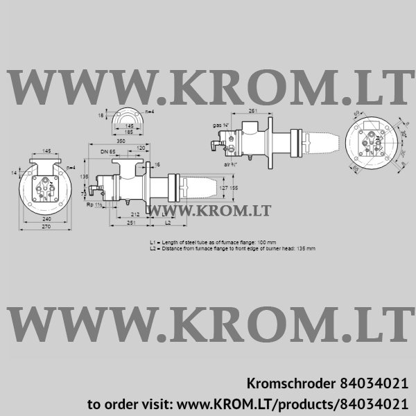 Kromschroder BIC 125HBL-100/135-(9)E, 84034021 burner for gas, 84034021