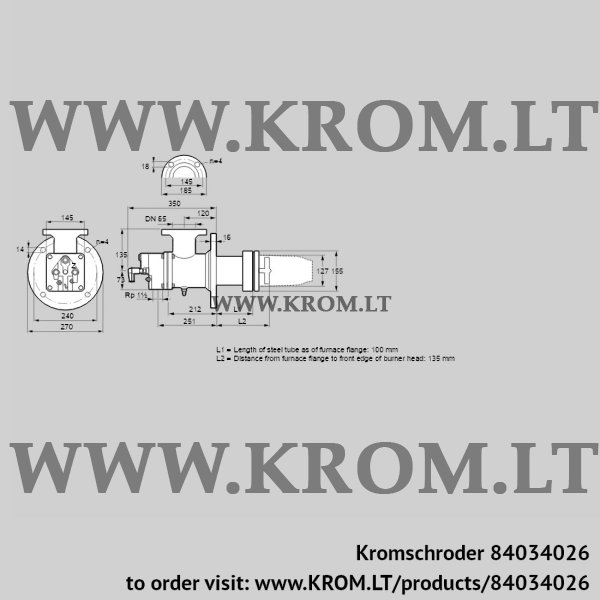 Kromschroder BIC 125RM-100/135-(14)E, 84034026 burner for gas, 84034026