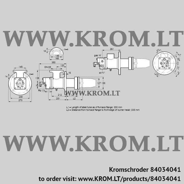 Kromschroder BIC 125HBL-300/335-(9)E, 84034041 burner for gas, 84034041