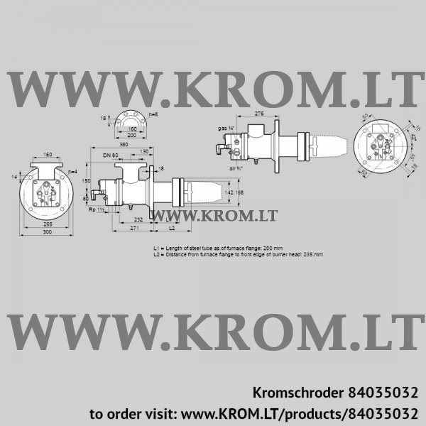 Kromschroder BIC 140RBL-200/235-(54)E, 84035032 burner for gas, 84035032