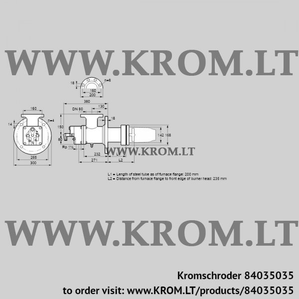 Kromschroder BIC 140RM-200/235-(48)E, 84035035 burner for gas, 84035035