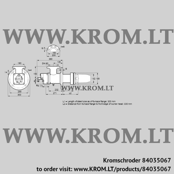 Kromschroder BIC 140RB-300/335-(47)E, 84035067 burner for gas, 84035067