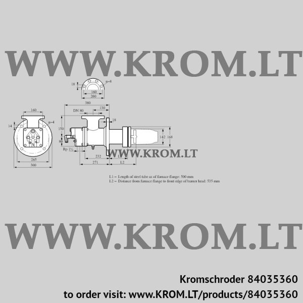 Kromschroder BIC 140LB-500/535-(60)E, 84035360 burner for gas, 84035360