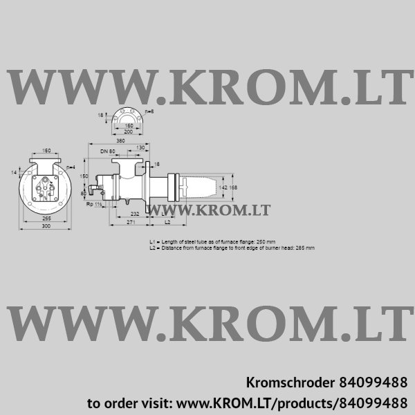 Kromschroder BIC 140RB-250/285-(47)ER, 84099488 burner for gas, 84099488