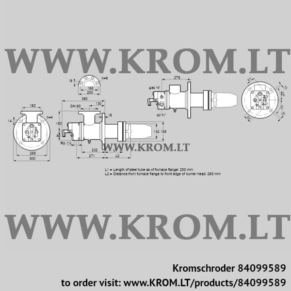 Kromschroder BIC 140RBL-250/285-(54)ER, 84099589 burner for gas, 84099589