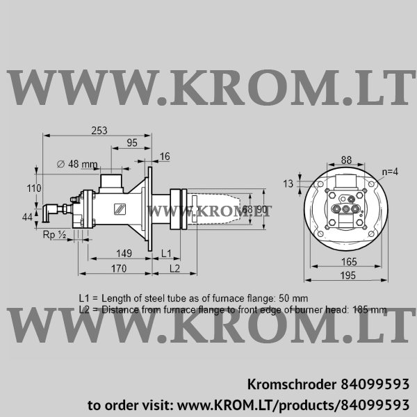 Kromschroder BICA 65HB-50/185-(34)D, 84099593 burner for gas, 84099593