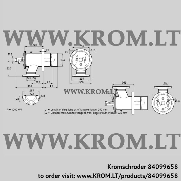 Kromschroder ZIO 200RB-250/235-(20D)D, 84099658 burner for gas, 84099658