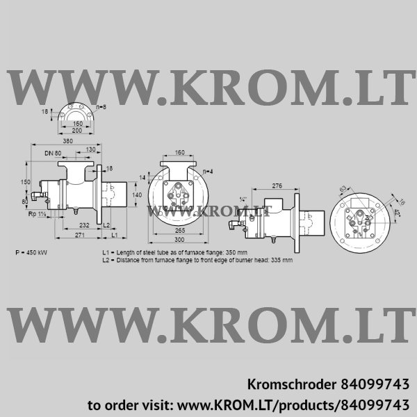 Kromschroder BIO 140RB-350/335-(47D)E, 84099743 burner for gas, 84099743