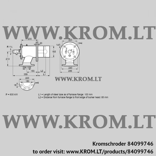 Kromschroder ZIO 165RBZ-100/85-(38)D, 84099746 burner for gas, 84099746