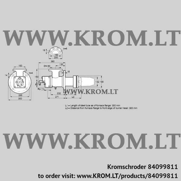 Kromschroder BIC 140HB-350/385-(26)E, 84099811 burner for gas, 84099811