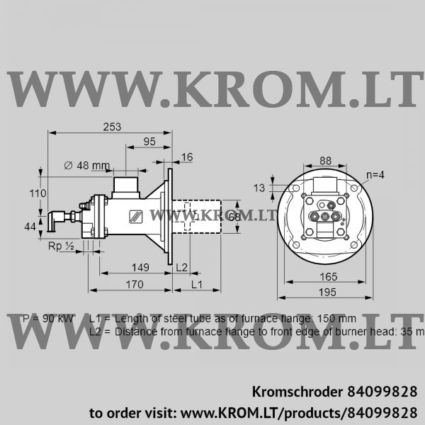 Kromschroder BIOA 65RM-150/35-(71)DB, 84099828 burner for gas, 84099828