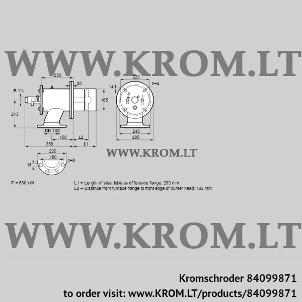 Kromschroder ZIO 165KD-200/185-(41)D, 84099871 burner for gas, 84099871