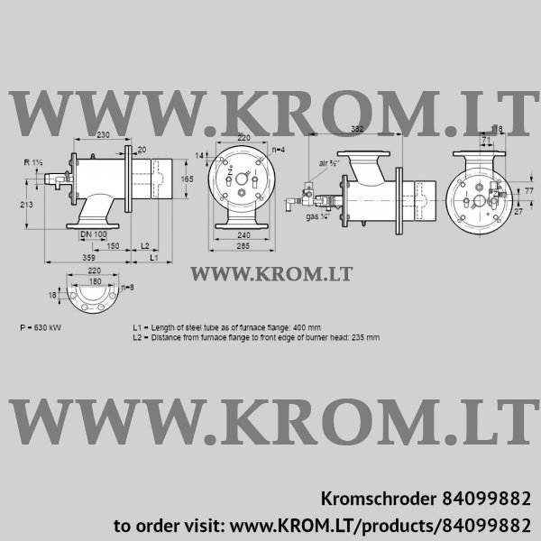 Kromschroder ZIO 165RML-400/235-(37)DB, 84099882 burner for gas, 84099882