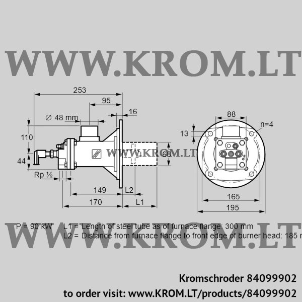 Kromschroder BIOA 65RM-300/185-(71)DB, 84099902 burner for gas, 84099902