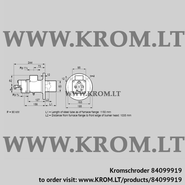 Kromschroder BIO 65HD-1150/1035-(98B)DB, 84099919 burner for gas, 84099919