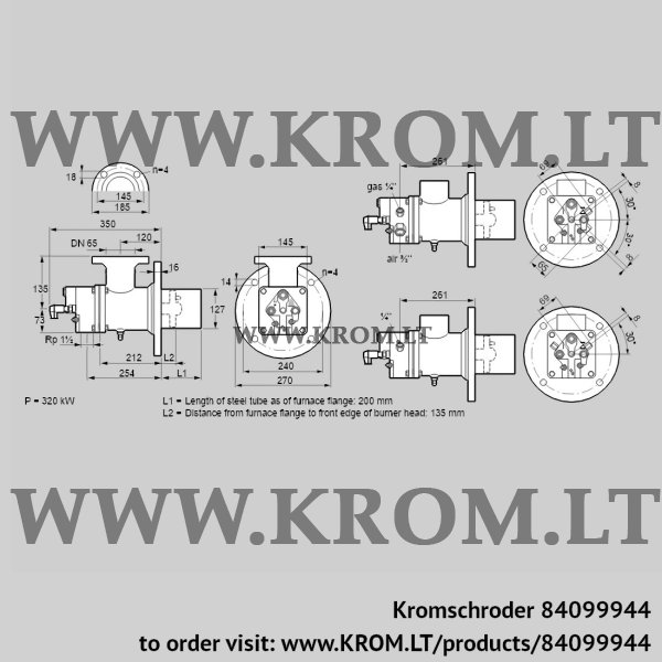 Kromschroder BIO 125HBL-200/135-(9E)E, 84099944 burner for gas, 84099944