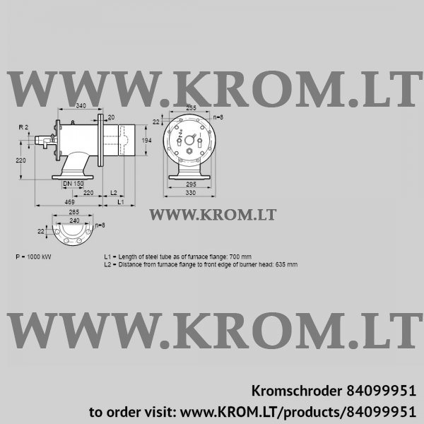 Kromschroder ZIO 200HB-700/635-(21)D, 84099951 burner for gas, 84099951