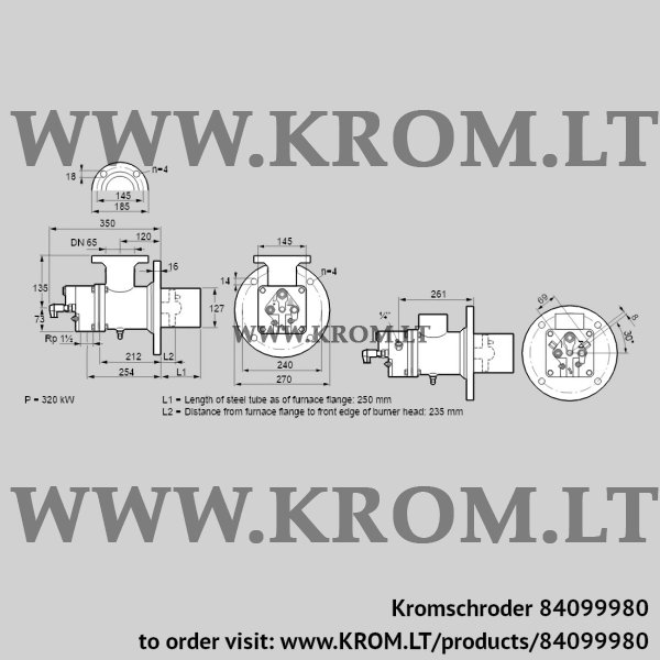 Kromschroder BIO 125RB-250/235-(15D)E, 84099980 burner for gas, 84099980