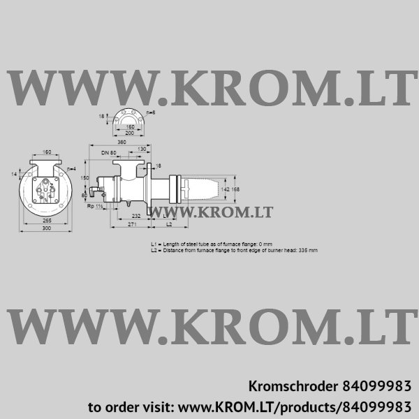 Kromschroder BIC 140HD-0/335-(65)E, 84099983 burner for gas, 84099983