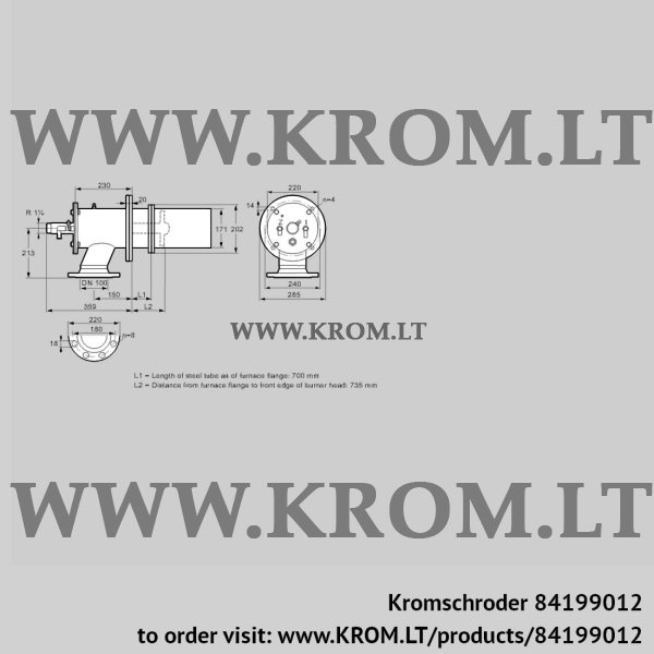 Kromschroder ZIC 165RB-700/735-(17)D, 84199012 burner for gas, 84199012