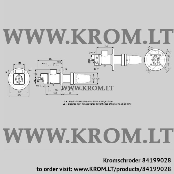 Kromschroder BIC 100HBL-0/35-(49A)E, 84199028 burner for gas, 84199028