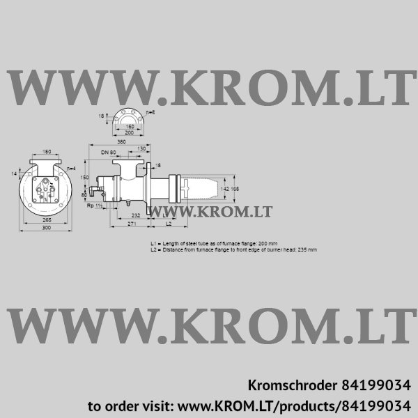 Kromschroder BIC 140HD-200/235-(65)E, 84199034 burner for gas, 84199034