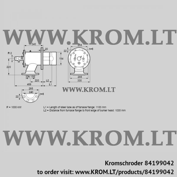 Kromschroder ZIO 200HM-1100/1035-(24)D, 84199042 burner for gas, 84199042