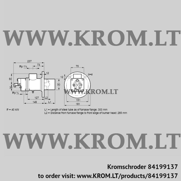 Kromschroder BIO 50RB-300/285-(39)D, 84199137 burner for gas, 84199137