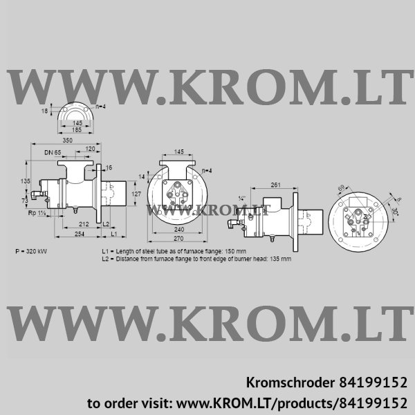 Kromschroder BIO 125KB-150/135-(20E)E, 84199152 burner for gas, 84199152