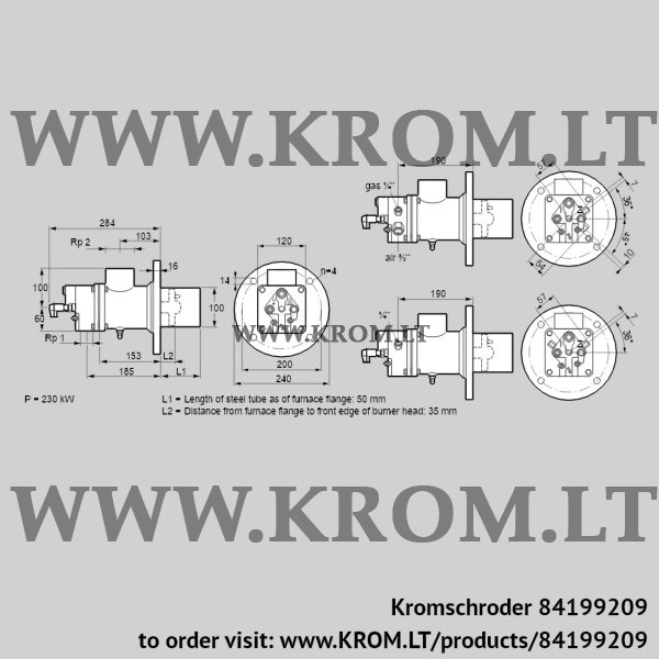 Kromschroder BIO 100KBL-50/35-(52E)E, 84199209 burner for gas, 84199209