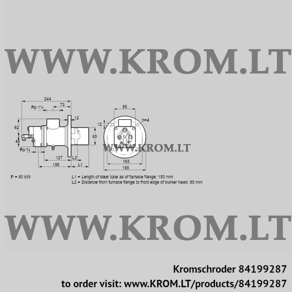 Kromschroder BIO 65HM-150/85-(72)E, 84199287 burner for gas, 84199287