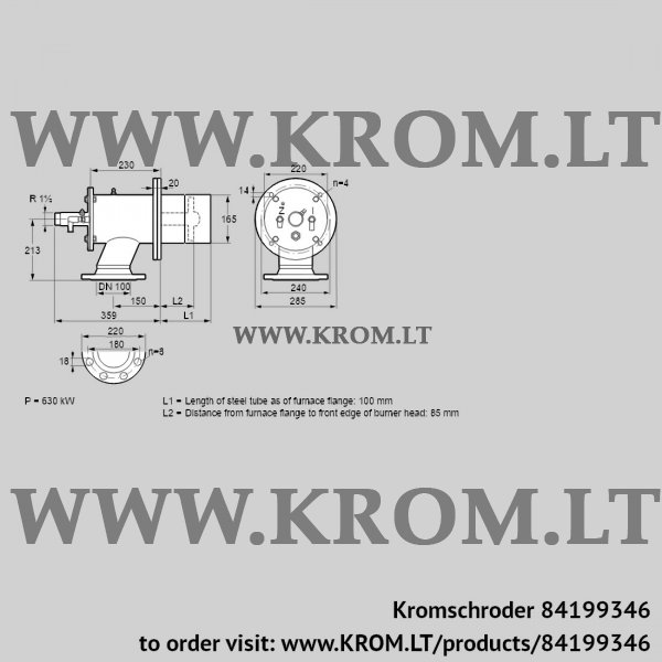 Kromschroder ZIO 165KM-100/85-(36)D, 84199346 burner for gas, 84199346