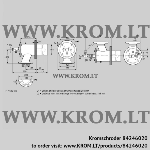Kromschroder ZIO 165HDL-200/135-(29)D, 84246020 burner for gas, 84246020