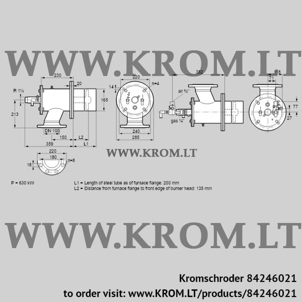 Kromschroder ZIO 165HBL-200/135-(24)D, 84246021 burner for gas, 84246021