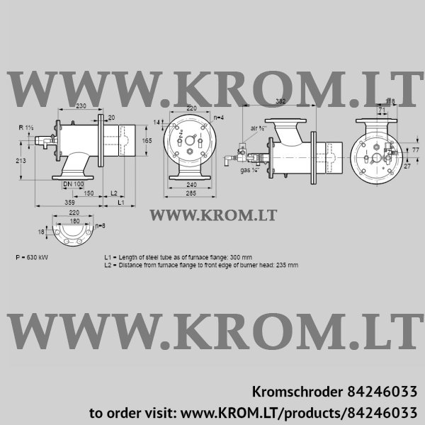 Kromschroder ZIO 165HML-300/235-(34)D, 84246033 burner for gas, 84246033