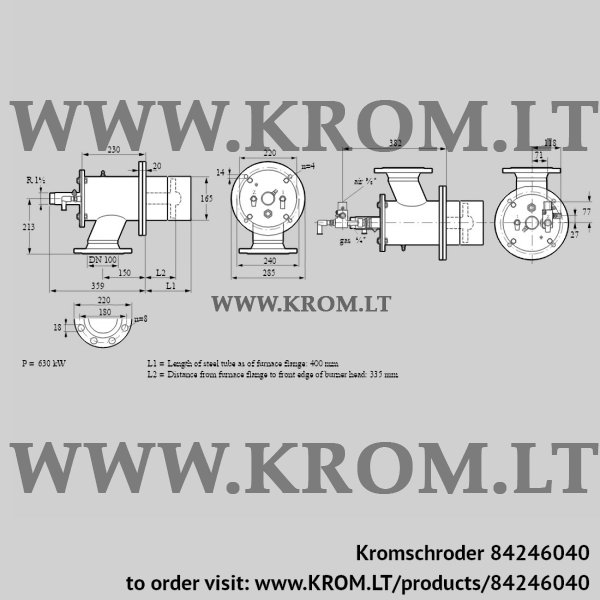 Kromschroder ZIO 165HDL-400/335-(29)D, 84246040 burner for gas, 84246040