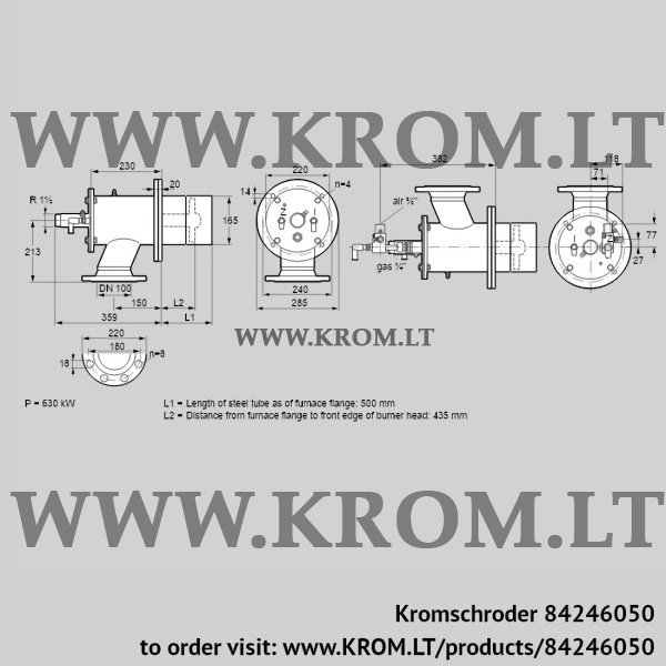 Kromschroder ZIO 165HDL-500/435-(29)D, 84246050 burner for gas, 84246050