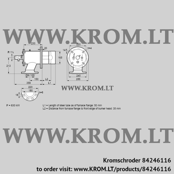 Kromschroder ZIO 165KB-50/35-(25)D, 84246116 burner for gas, 84246116