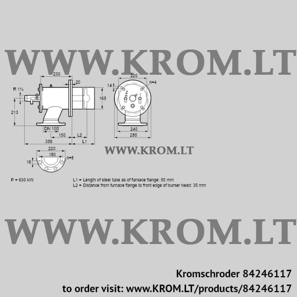 Kromschroder ZIO 165RB-50/35-(17)D, 84246117 burner for gas, 84246117