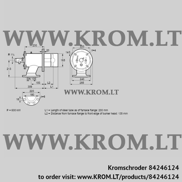 Kromschroder ZIO 165HB-200/135-(18)D, 84246124 burner for gas, 84246124