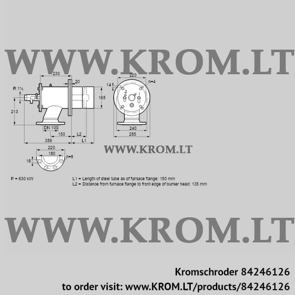 Kromschroder ZIO 165KB-150/135-(25)D, 84246126 burner for gas, 84246126