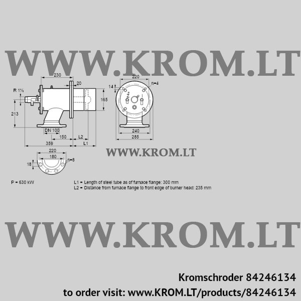 Kromschroder ZIO 165HB-300/235-(18)D, 84246134 burner for gas, 84246134